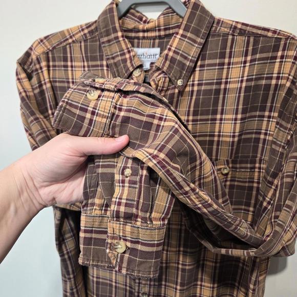 Carhartt S151 DK8 Midweight Flannel Long Sleeve Button Down Shirt Large Tall - Picture 8 of 10